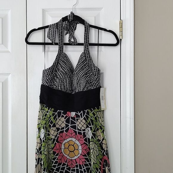 Sangria Petite 100% Silk Hankerchief halter boho bohemian printed dress Sz 8P - Picture 3 of 7